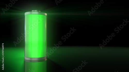 Battery for renewable energy electricity power storage and green batteries - 3D render graphic