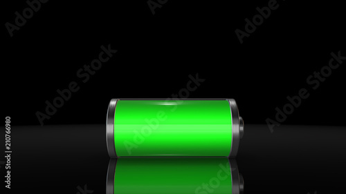 Battery power electrical energy supply of rechargeable green energy - 3D render graphic