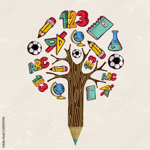 Education pencil tree concept for school learning