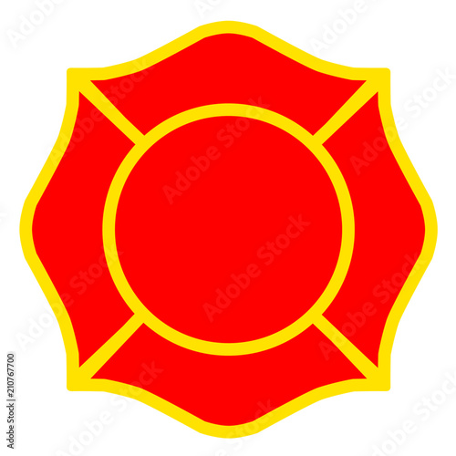 Firefighter Emblem St Florian Maltese Cross Yellow Outline