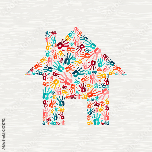 Human hand print community house concept