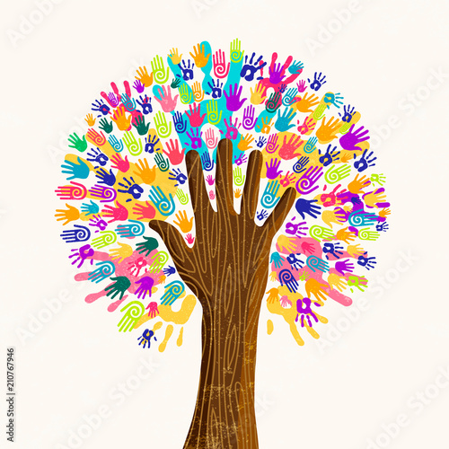 Human hand tree for culture diversity concept
