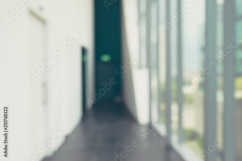 Blur background,corridor in convention hall, office building hall way background.