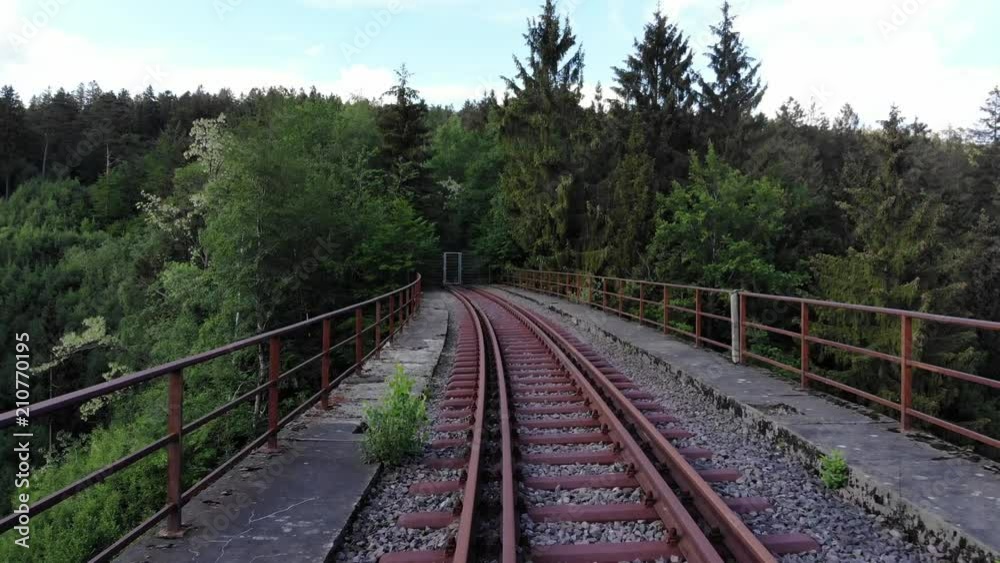 Flight over abandonned railway tracks Flight over abandonned railway tracks