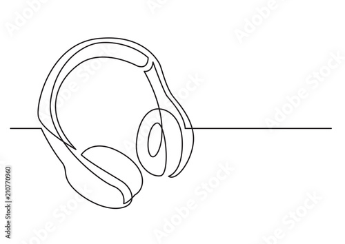 continuous line drawing of wireless headphones