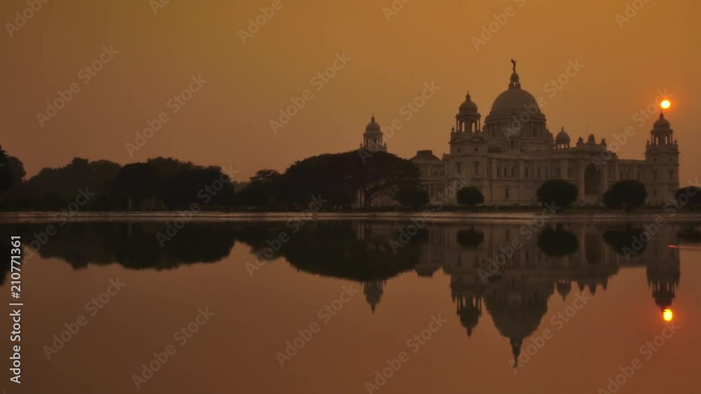 Time lapse of victoria memorial during sunset,  Kolkata, India