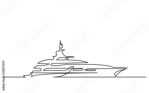 continuous line drawing of luxury yacht