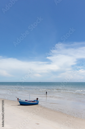 Beautiful sky and sea in the sunny day during the summer vacation in Thailand