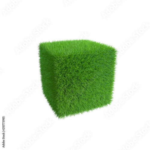 Cube from grass.3D renderin...