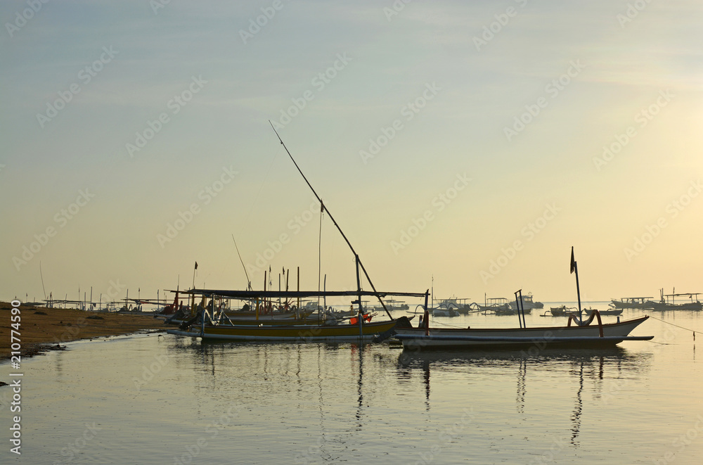 Early Morning Fishing Fleet at Sanur, Bali Indonesia