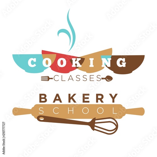 Bakery school or cooking classes vector icon