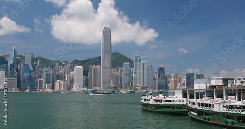 Hong Kong urban city skyline in sunny day