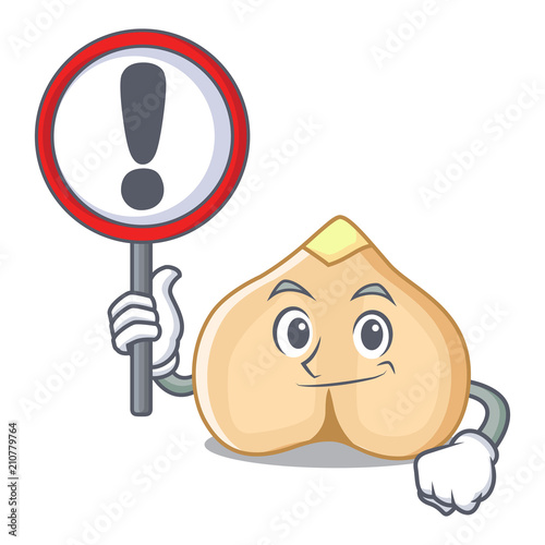 With sign chickpeas character cartoon style