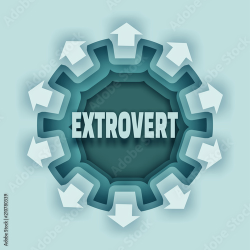 Extrovert abstract scheme. Illustration relative to human psychology. Background with paper cut shape