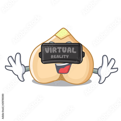 Virtual reality chickpeas mascot cartoon style