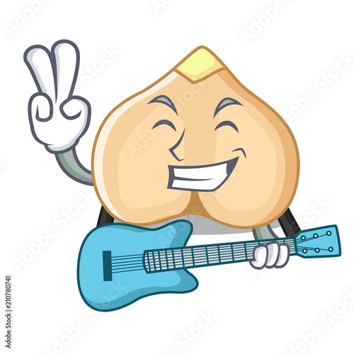 With guitar chickpeas mascot cartoon style