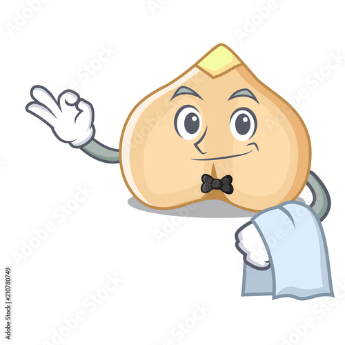 Waiter chickpeas mascot cartoon style