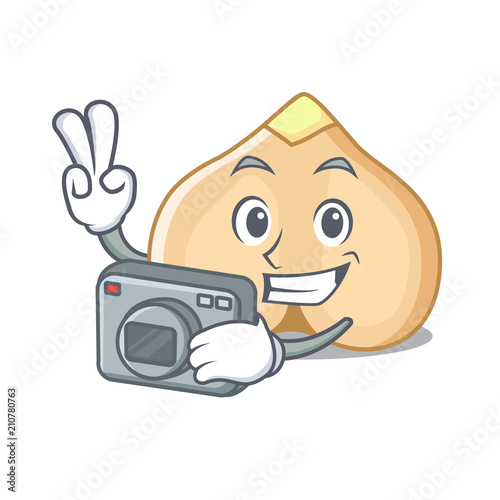 Photographer chickpeas mascot cartoon style