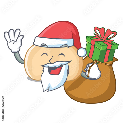 Santa with gift chickpeas mascot cartoon style