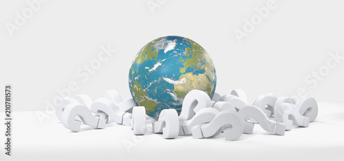 world globe question marks ...