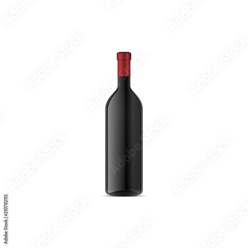 vector mock up wine bottle red color