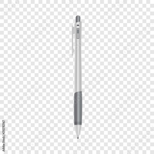 Gray ballpoint pen mockup. Realistic illustration of gray ballpoint pen vector mockup for web