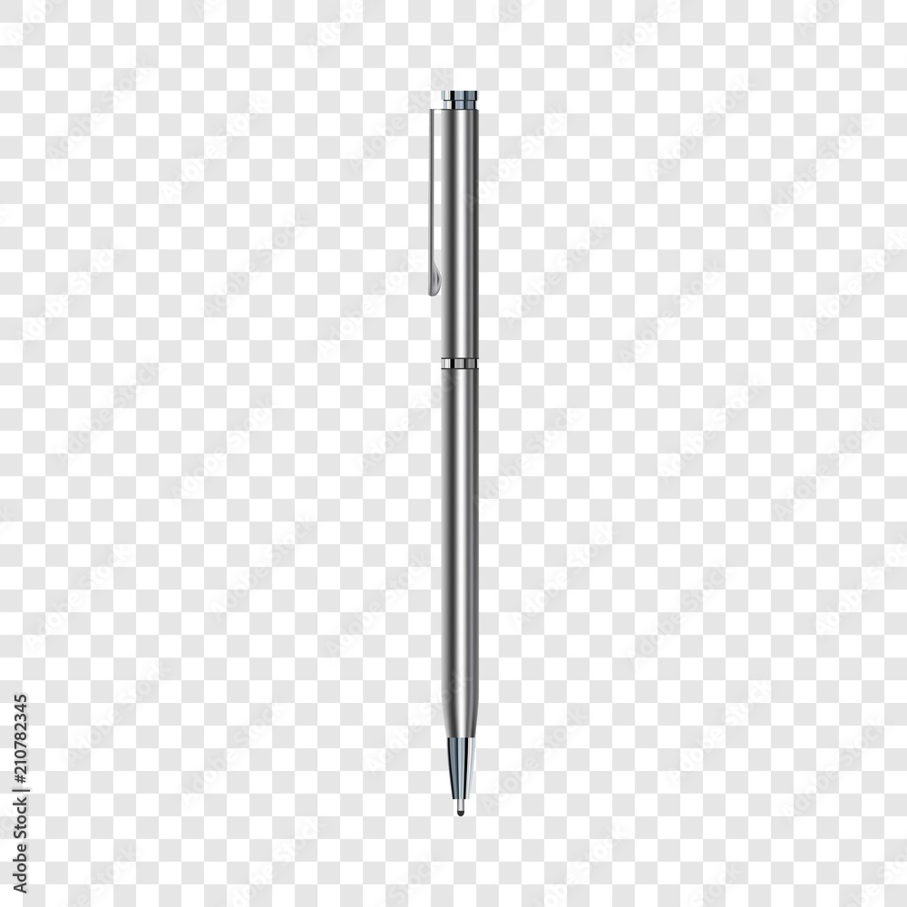 Silver pen mockup. Realistic illustration of silver pen vector mockup for web
