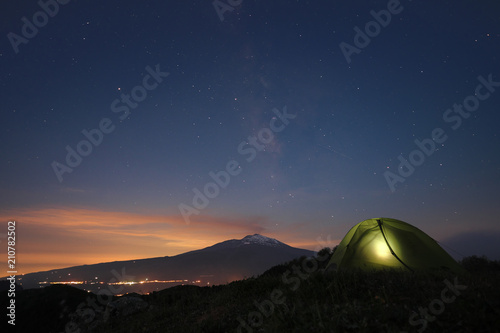 Starry Night On Etna Mount, Sicily