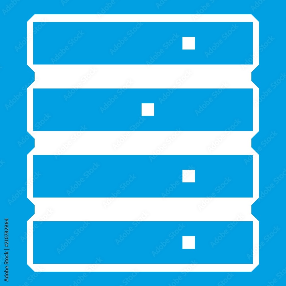 Database icon white isolated on blue background vector illustration Database icon white isolated on blue background vector illustration