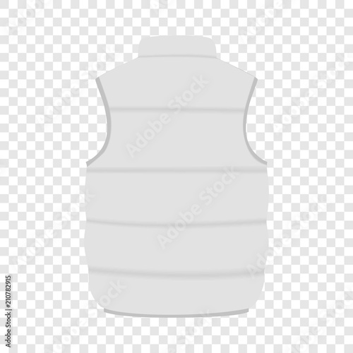 Back of white warm vest mockup. Realistic illustration of back of white warm vest vector mockup for web