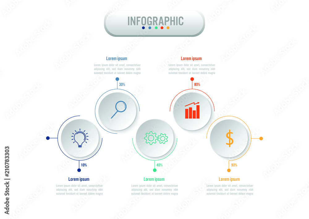 Business infographic template with 5 options, Abstract elements diagram or processes and business flat icon, Vector business template for presentation.Creative concept for infographic.
