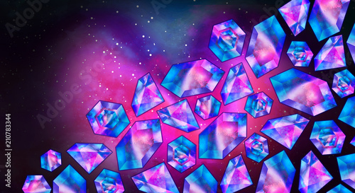 Pattern with stones, neon s...