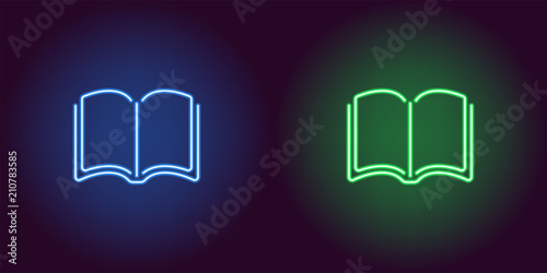 Neon icon of Blue and Green Book