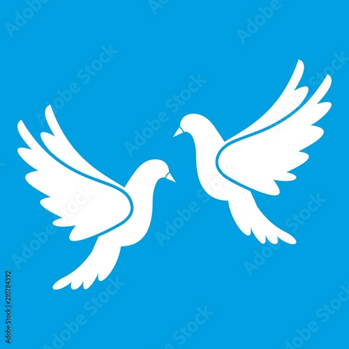 Wedding doves in simple style isolated on white background vector illustration