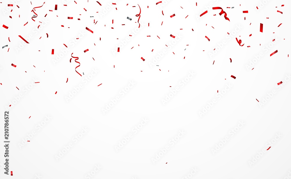 red confetti and ribbon background