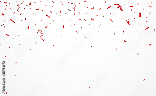 red confetti and ribbon background