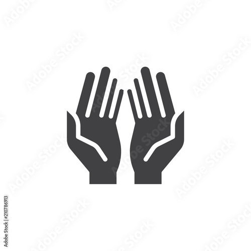 Prayer hands vector icon. filled flat sign for mobile concept and web design. Praying hand simple solid icon. Symbol, logo illustration. Pixel perfect vector graphics