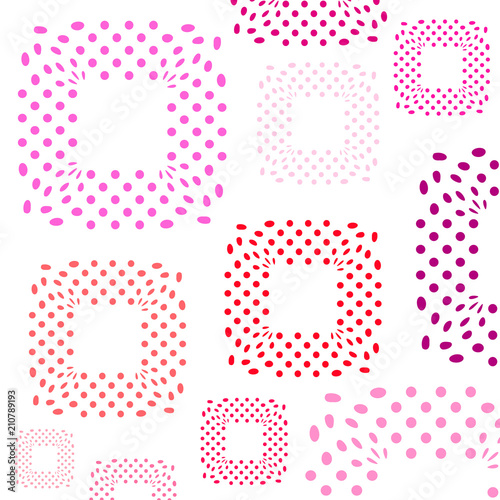 Dotted color squares on white background. Vector graphic