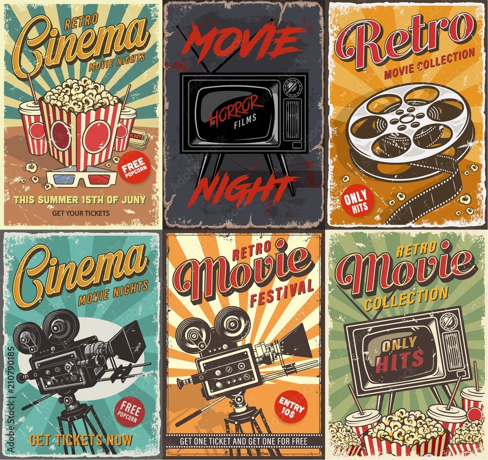 Cinema set posters Stock Vector | Adobe Stock