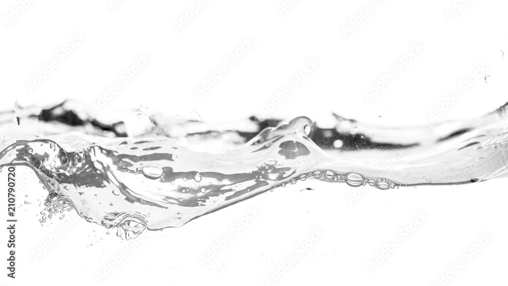 Water smooth wave in a wave isolated on white background