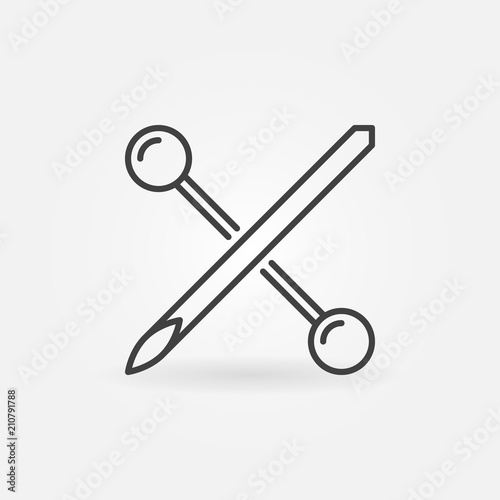 Needle with barbell linear icon - vector piercings concept sign