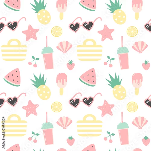 Tapety śliczna kolorowa lato wektoru wzoru tła bezszwowa ilustracja