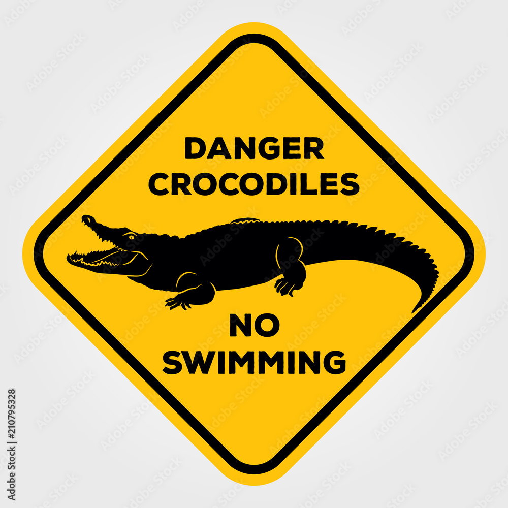 Naklejka premium Niebezpieczeństwo krokodyli bez znaku pływania
