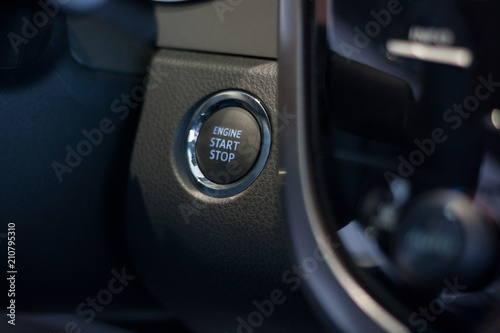 Car engine start and stop button. Modern tachnologies. © tikhomirovsergey