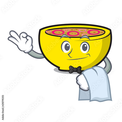 Waiter soup union mascot cartoon