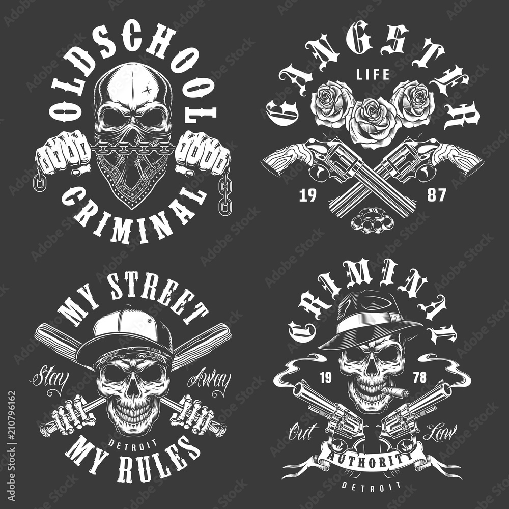 Set of gangster emblems
