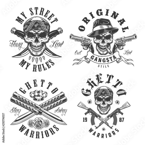 Set of gangster emblems