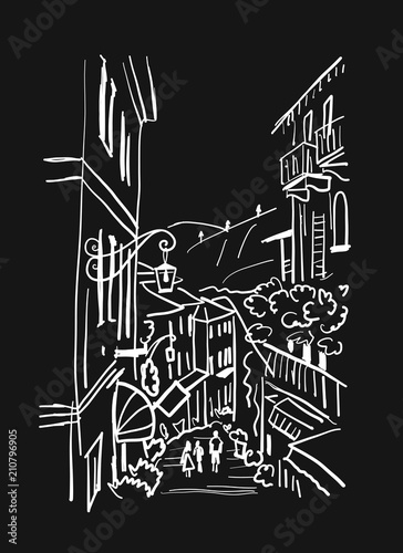 Old european street, sketch for your design