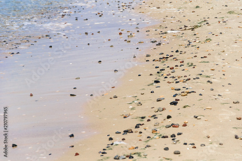sea, sand, small pebbles on the beach, black sea