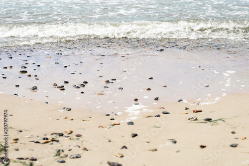 sea, sand, small pebbles on the beach, black sea